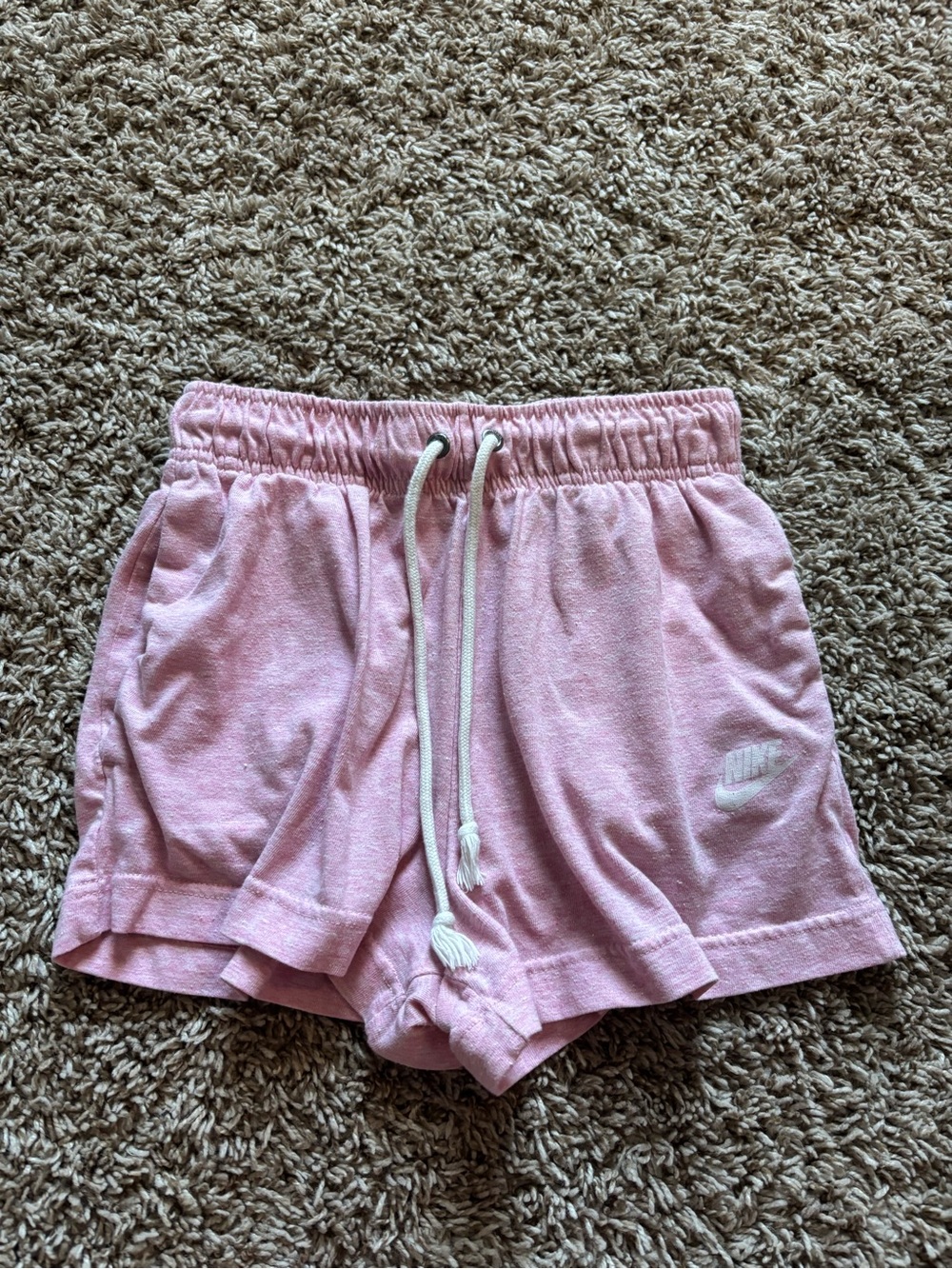 Nike Women's Light Pink Terry Drawstring Athletic Shorts